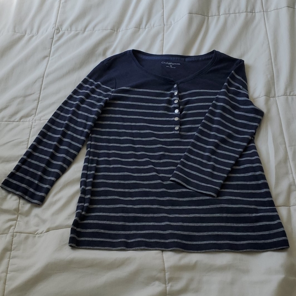 Croft & Barrow Striped Medium Quarter sleeve T